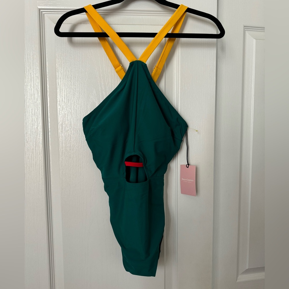 Juicy Couture NWT Duck green strappy maillot cut-out one-piece bathing suit